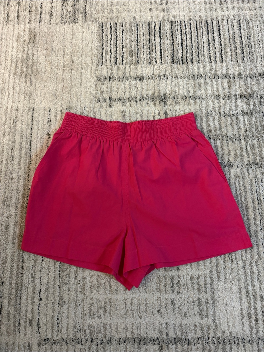 French Connection Hot Pink High-Waist Elastic Shorts
